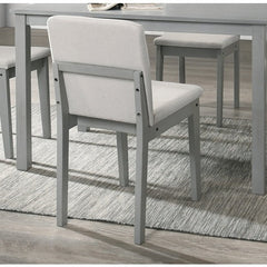 Grey Finish 5pc Dining Room Set Dining Table 4x Chairs Beige Fabric Chair Seat Kitchen Breakfast Dining Room Furniture Rubberwood Veneer Unique Design